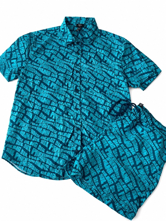 Forever 21 Other - Mens Forever 21 Men’s Aqua and Teal Graphic Swim Trunk Set- XL